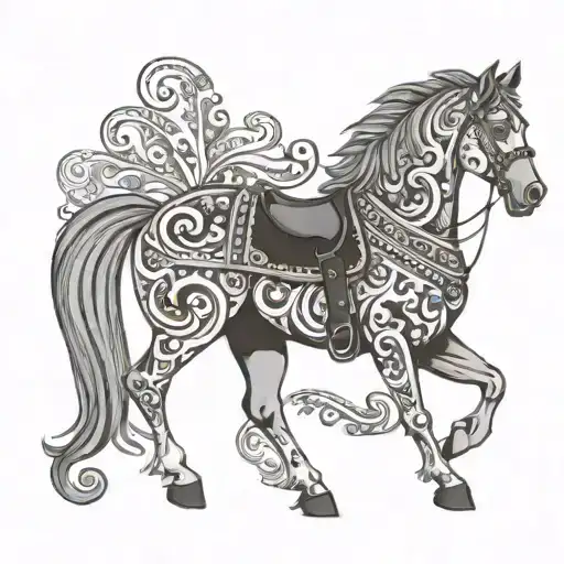 Wyoming Steamboat Horse With Paisley Pattern Background
