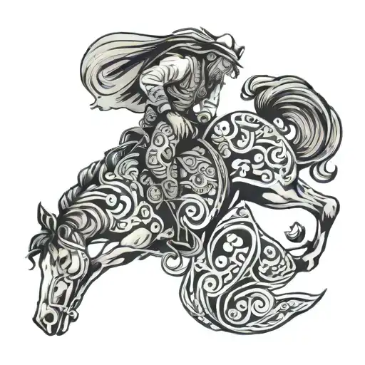 Wyoming Bucking Horse And Rider With Paisley Pattern Background