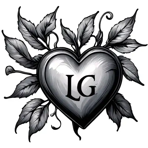 Heart With The Initial Lg Black And White