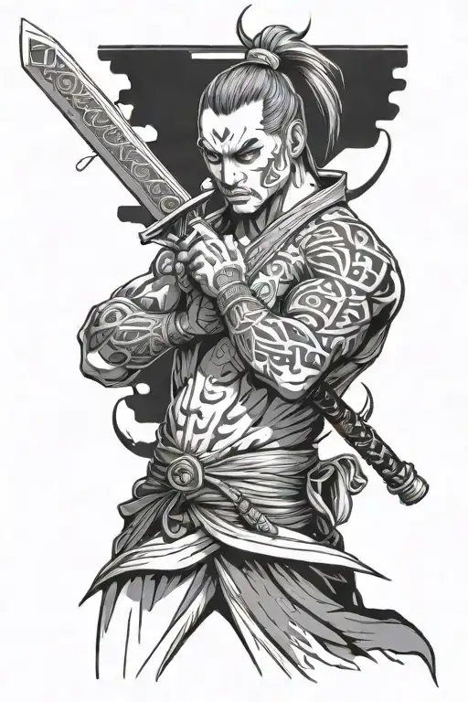 Samauri With Katana Wounded