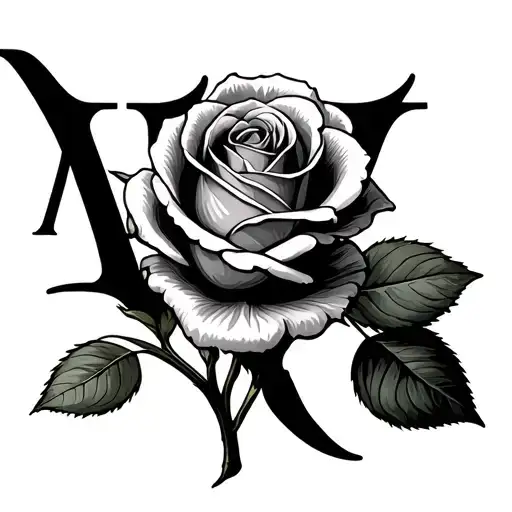 Roman Numerals With Rose Behind