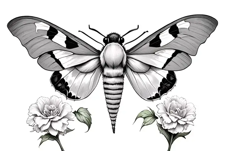 Moth And Hidden Semi Colon With Tulips And Carnations