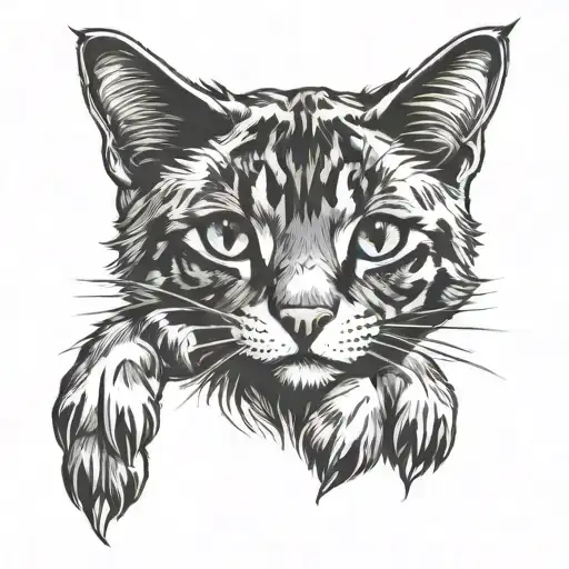 Cat Paw Love Line Art