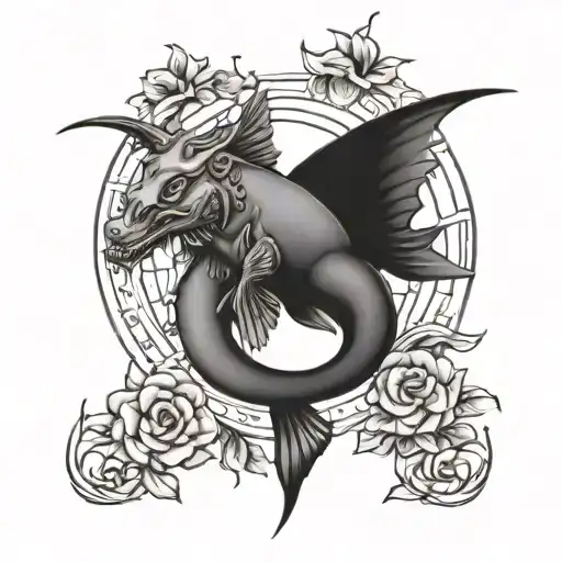 Pisces And Sagitarrius Tattoo Design