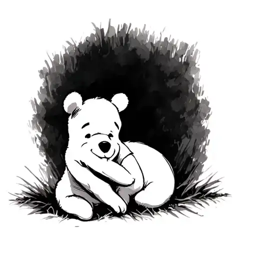 Depressed Winnie The Pooh On A Dark Background