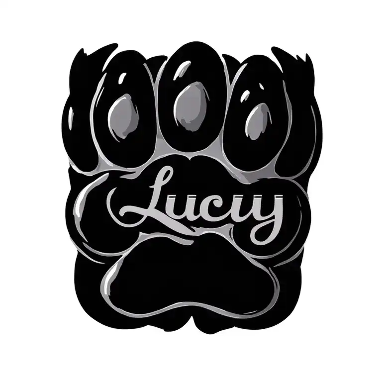 Dog Paw Print With The Name Lucy