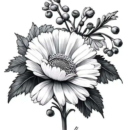 Carnation And Daisy And Hawthorn Flower