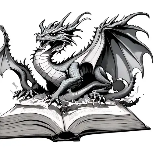 Dragon Coming Out Of Book