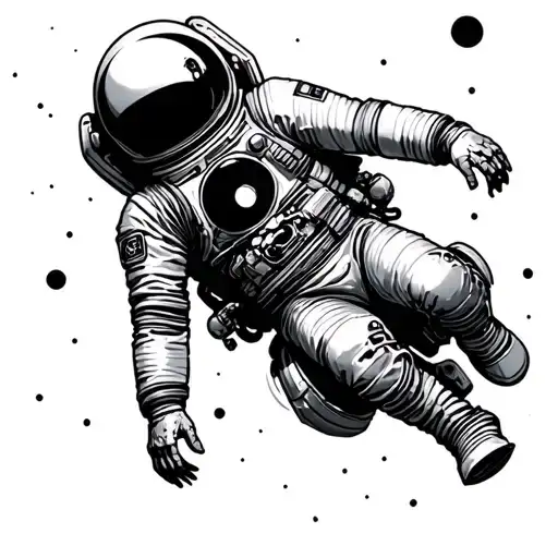 Dead Floating Astronaut With Black Hole