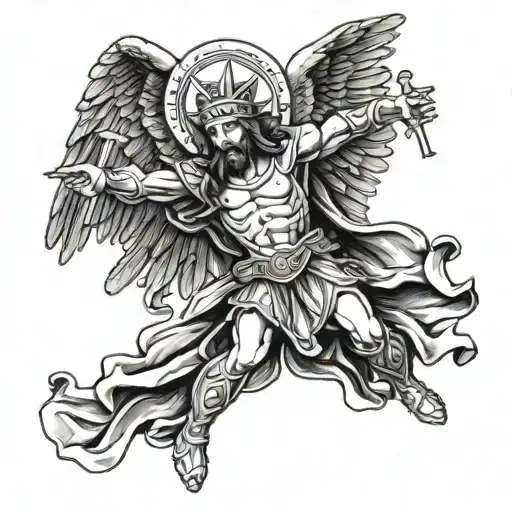 Saint Micheal Slaying Satin At Wrist Jesus