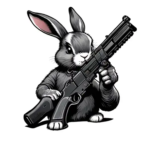 Bunny Holding A Large Gun