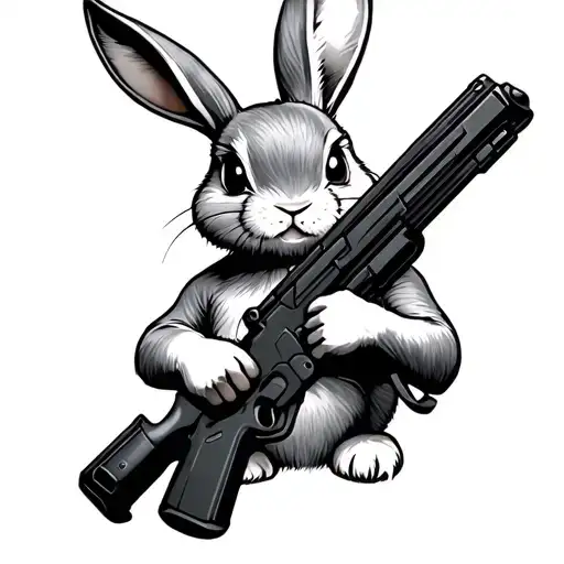 Bunny Holding A Large Gun