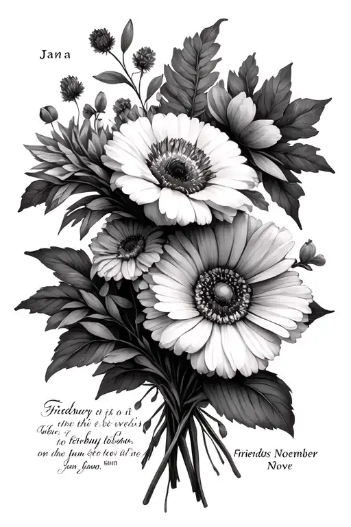 Birth Flower Bouquet For Jan Feb Jun Nov With A Scripture About Friends