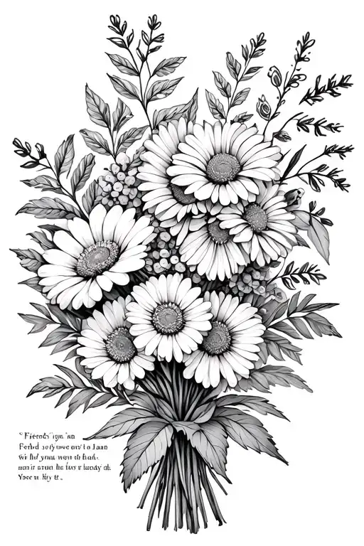 Birth Flower Bouquet For Jan Feb Jun Nov With A Scripture About Friends Linework