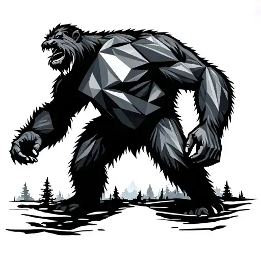 Geometric Bigfoot Silhouette Made