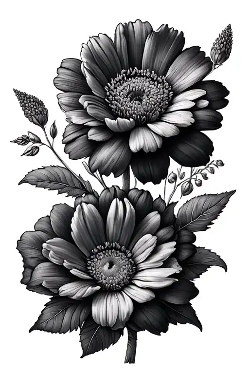 September And October Birth Flowers Fine Line