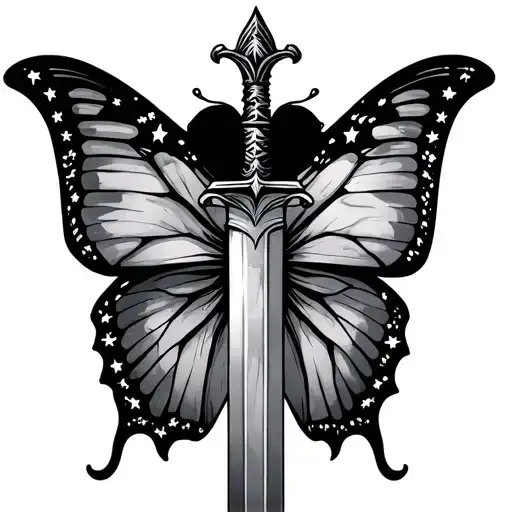 Totenkopf Rosen Sword Butterfly With Stars