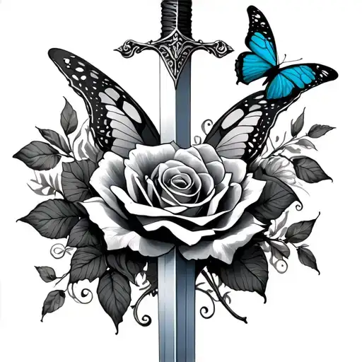 Totenkopf Rosen Sword Butterflies