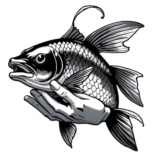 Pokemon Carp Fish And Wrist Bone Hand Holding
