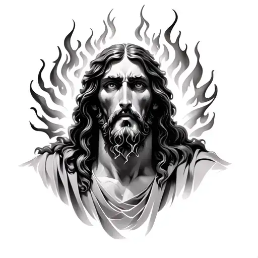 Demonic Jesus With Flames Coming From Eyes Like Fire