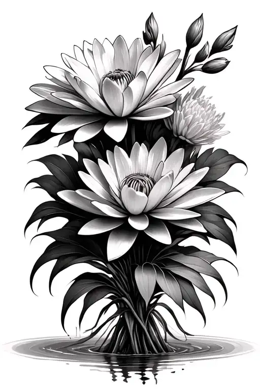 Water Lily Chrysanthemum Gladiola Bouqet Ofthe Flowers