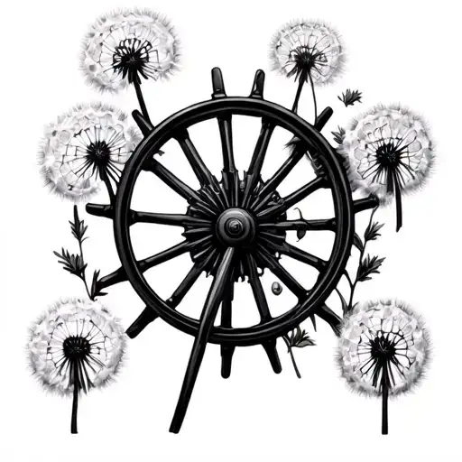 Wagon Wheels With Dandelion Flower