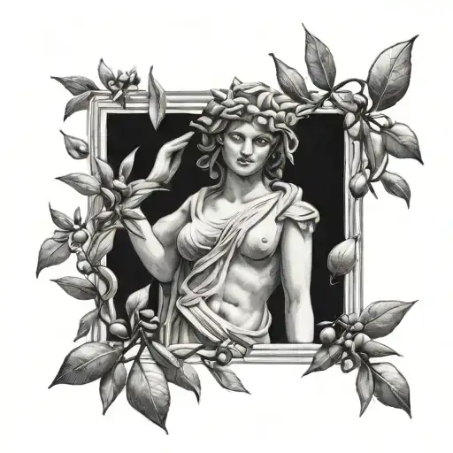 Aphrodite Statue Olive Tree Citrus Leaves