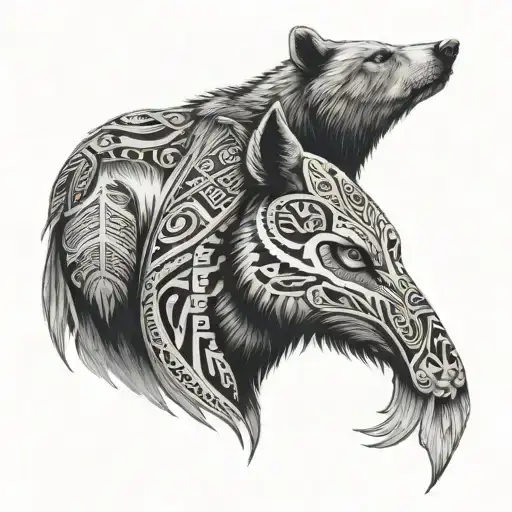 Bear Wolf Mosse Deer Totem Pole