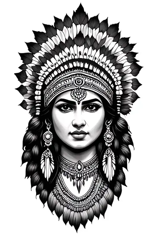 Indian Lady In Headdress