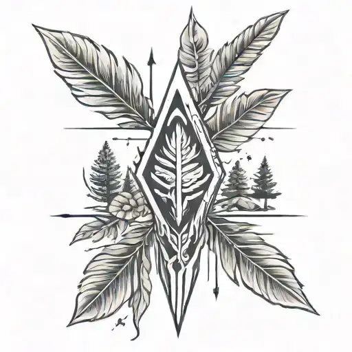 Arrow Arrowhead Is A Mountaintop The Stem Is A Branch And The Arrow Feathers Are Pinetrees