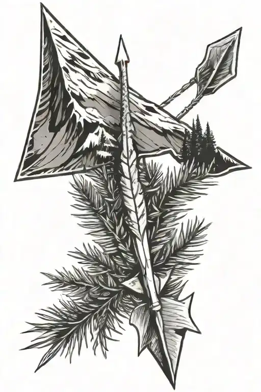 Arrow Arrowhead Is A Mountaintop The Stem Is A Branch And The Arrow Feathers Are Pinetrees