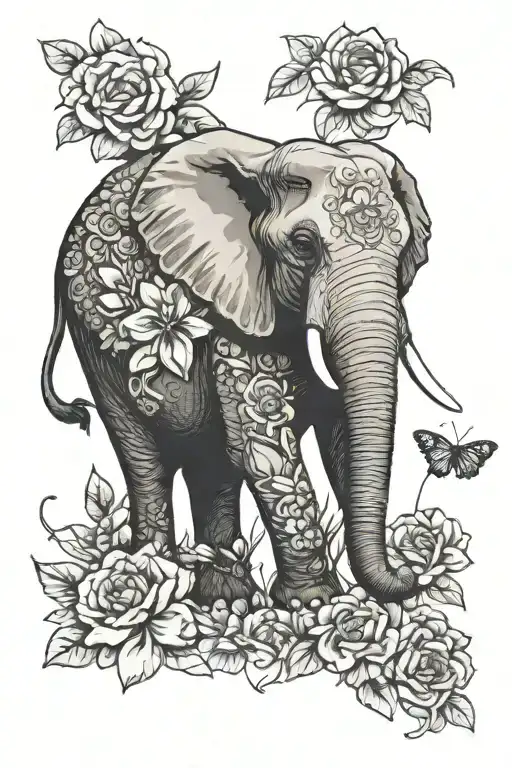 Elephant With Flower Surrounded