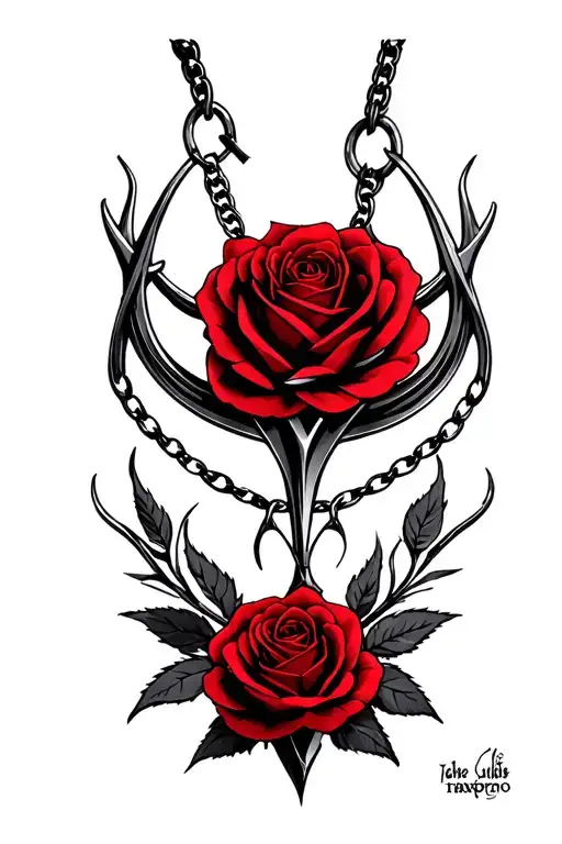 Lucifer Sigil Necklace Wrapped With Red Rose