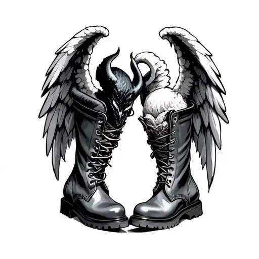 Devil On One Boot Angel On The Other Work Boots