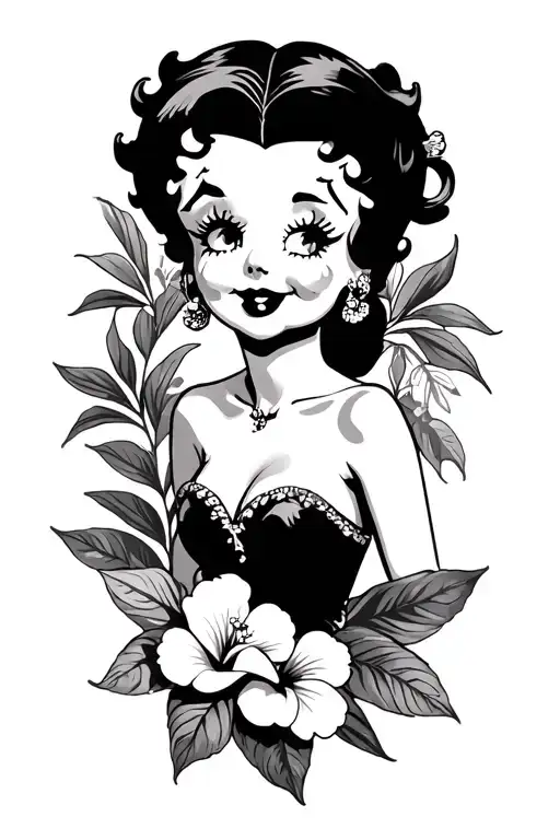 Betty Boop Wearing Hibiscus Flower