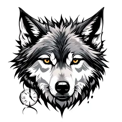 Wolf Face Clock Surrounded
