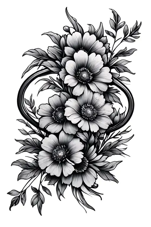 Flowers In The Shape Of Neda Symbol Intertwined