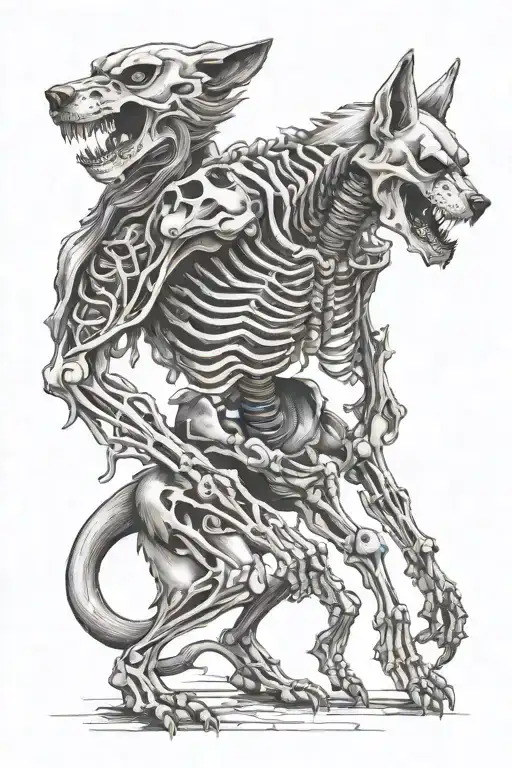 Skeleton Figure Vs Evil Wolf