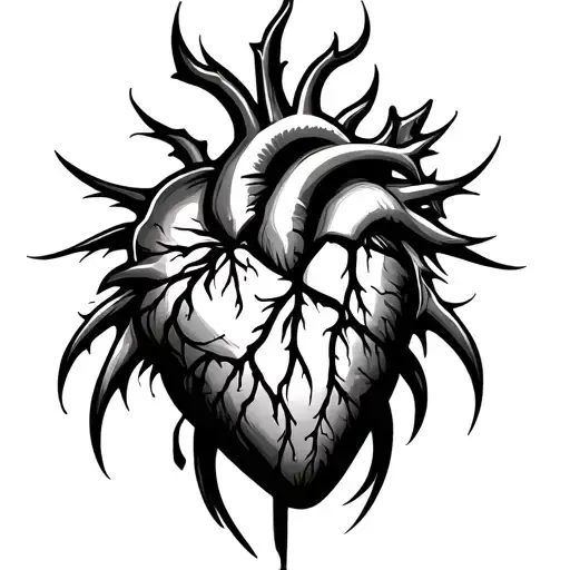 Realistic Heart Broken Tribal Design