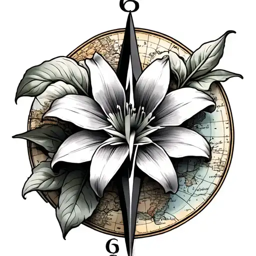 Lilys With Compass And Map