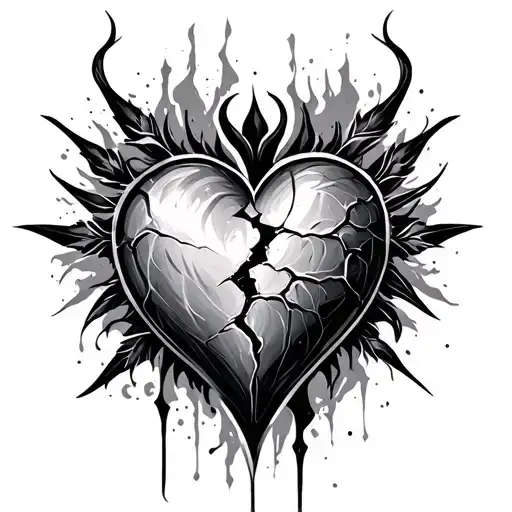 Realistic Broken Heart Tribal Design