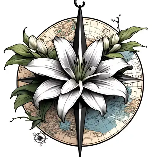 Lilys With Compass And Map