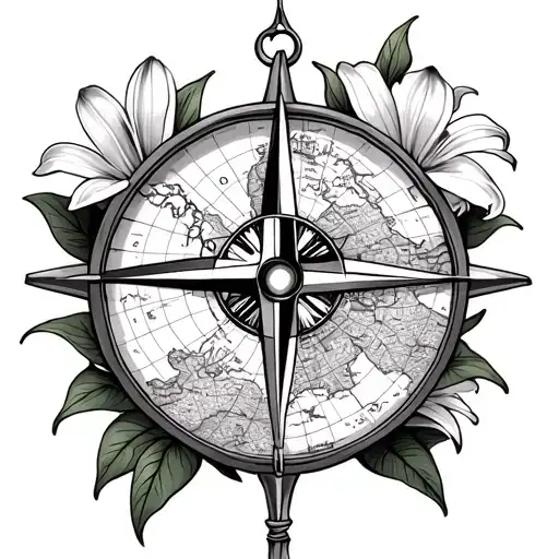 Lilys With Compass And Map