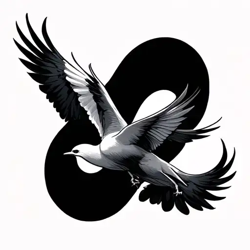 Infinity Sign And Bird Flying