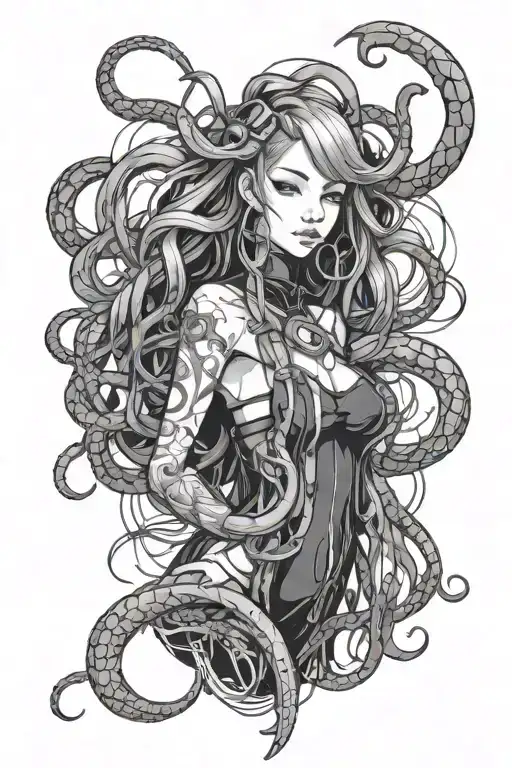Cyberpunk Anime Girl In Tentacles