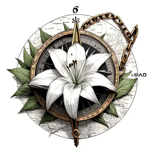 Lilys With Compass With Chain From Top And Map