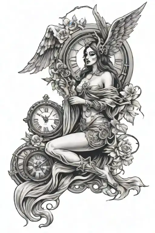 Lady Angel Of Death With Clock