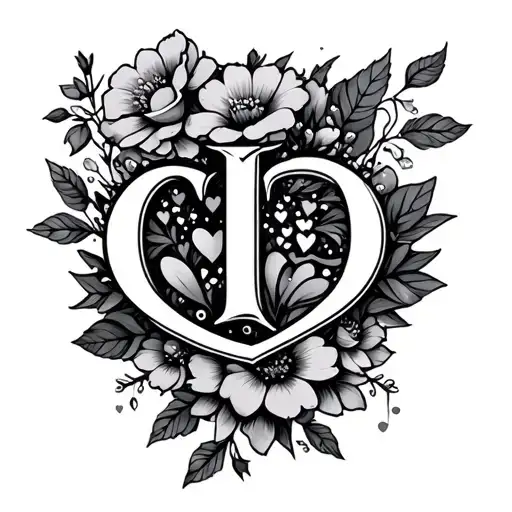 Roman Numbers Cl With Hearts And Flowers