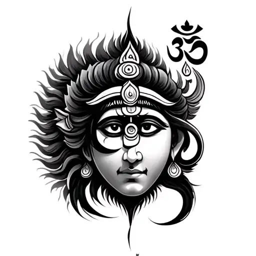 Shiva Third Eye With Trishul And Om Symbol Intertwined