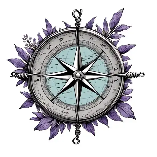 Lily Lavender Compass Map With Long Chain